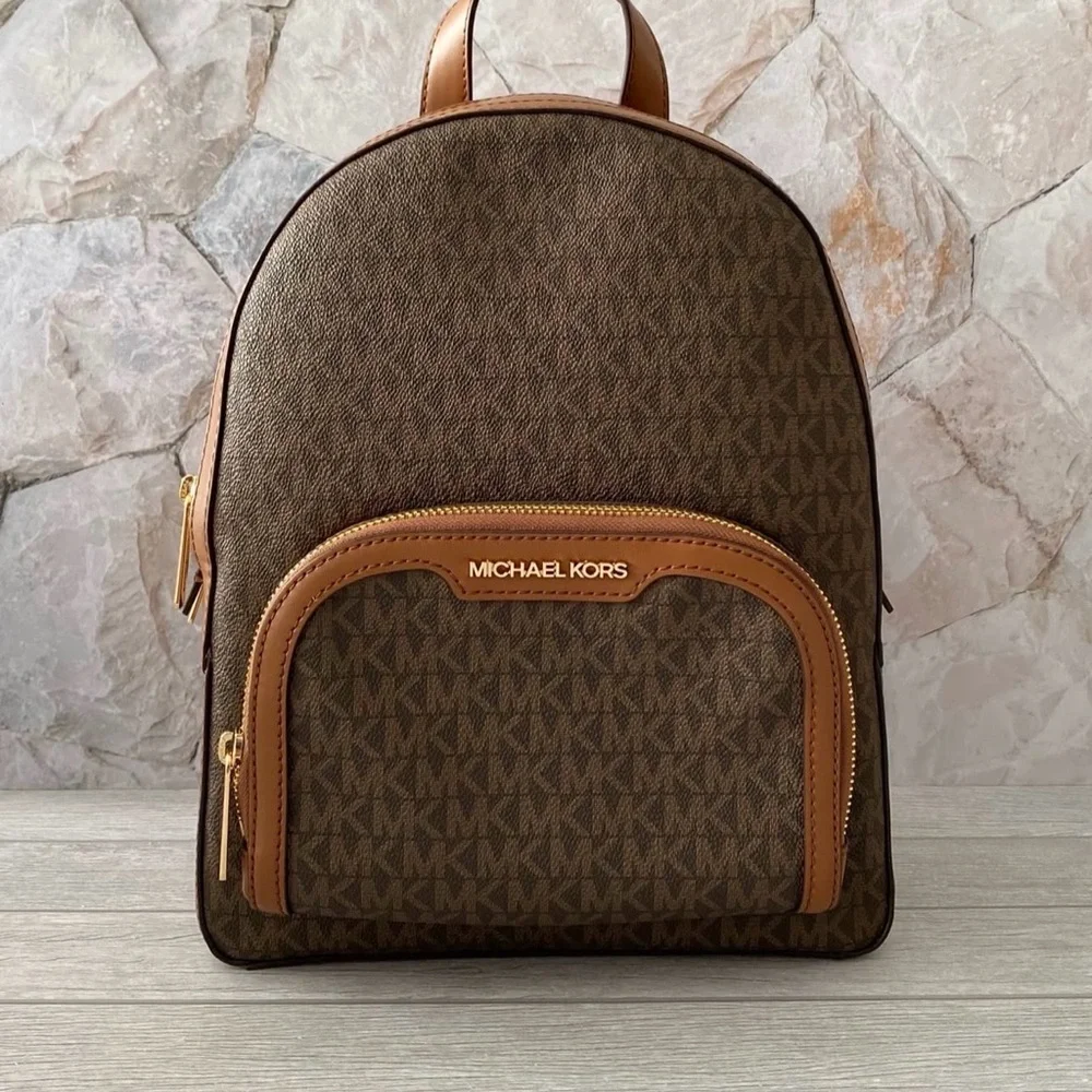 Michael Kors Jayce Medium Brown Signature Backpack - Picture 2 of 8
